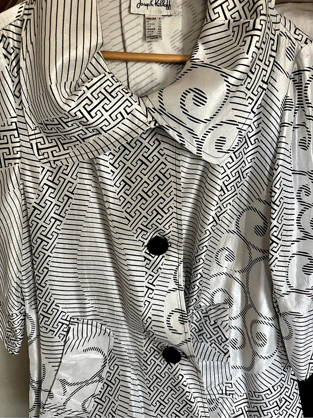 Joseph Ribkoff Geometric Pattern Jacket White & Black Size 12